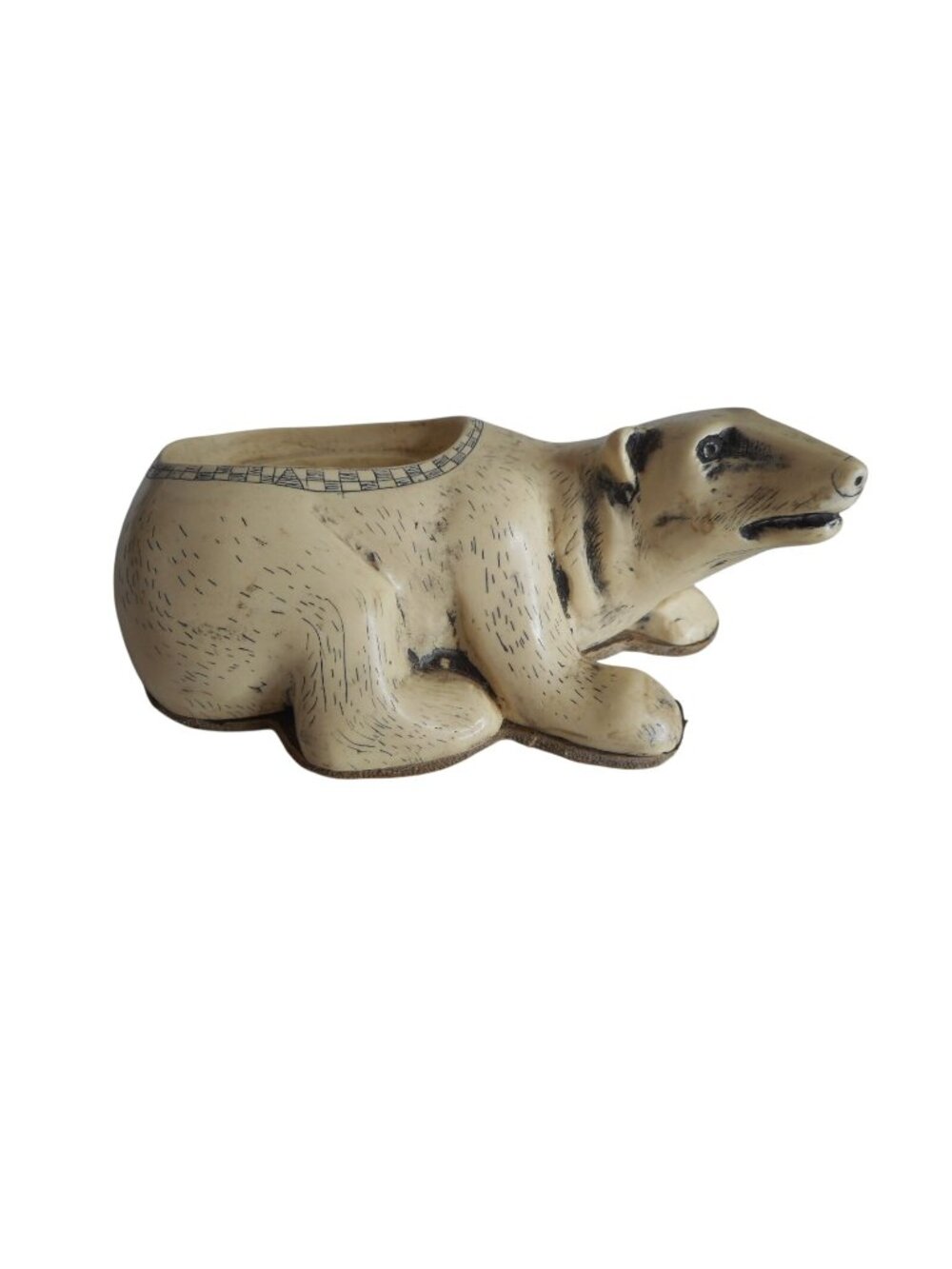 Comoy's of London faux scrimshaw polar bear Trinket box no lid Estate Find - Picture 1 of 8